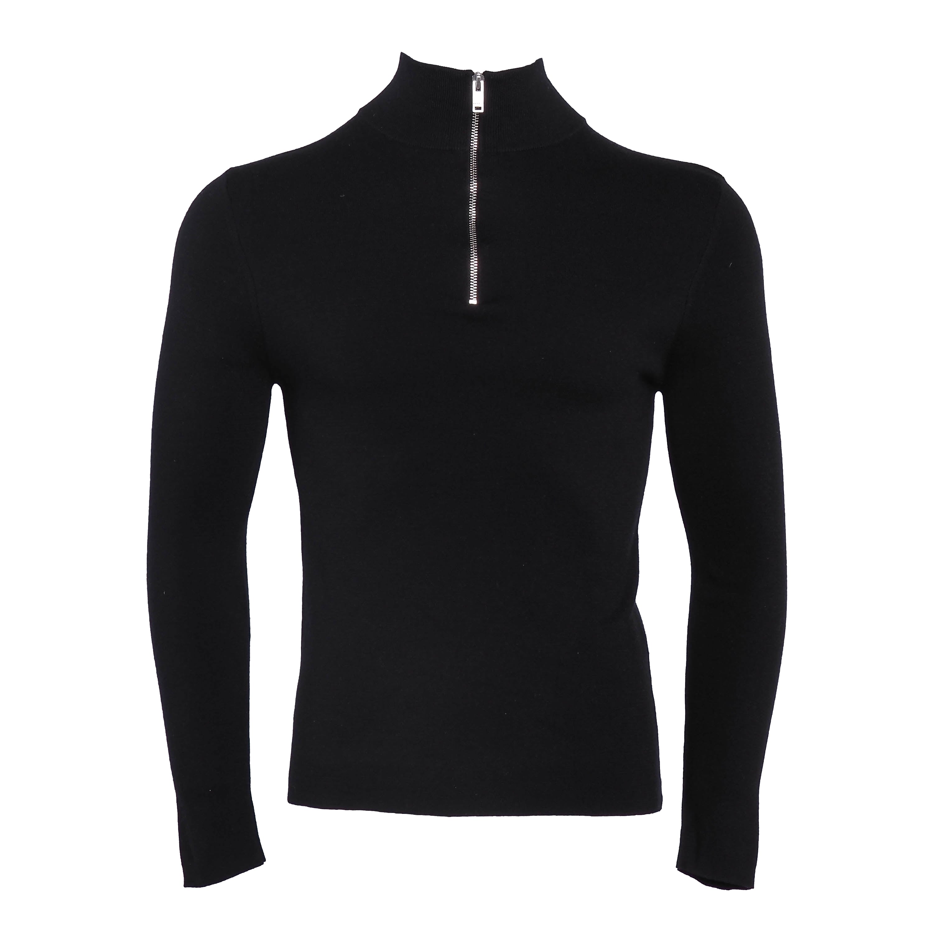 Sandro  Men's Sweater Wool Zip Knit Black Size M SHPTR00161