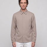 Sandro Paris Men's Beige Long Sleeve Jersey Shirt Size L SHPCM00935