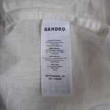 Sandro Paris Women's White Long Sleeve Linen Blouse Size 0 XS 6 SFPTO00549