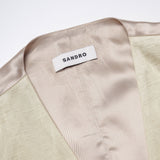 Sandro Paris Beigefarbene Damenweste aus Leinenmischung, Größe 36 (FR), 8 (UK), 4 (US), SFPVE00807