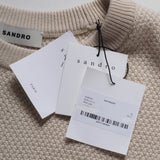 Sandro Men's Ecru Knitted Wool Blend Sweater Size M SHPTR00357