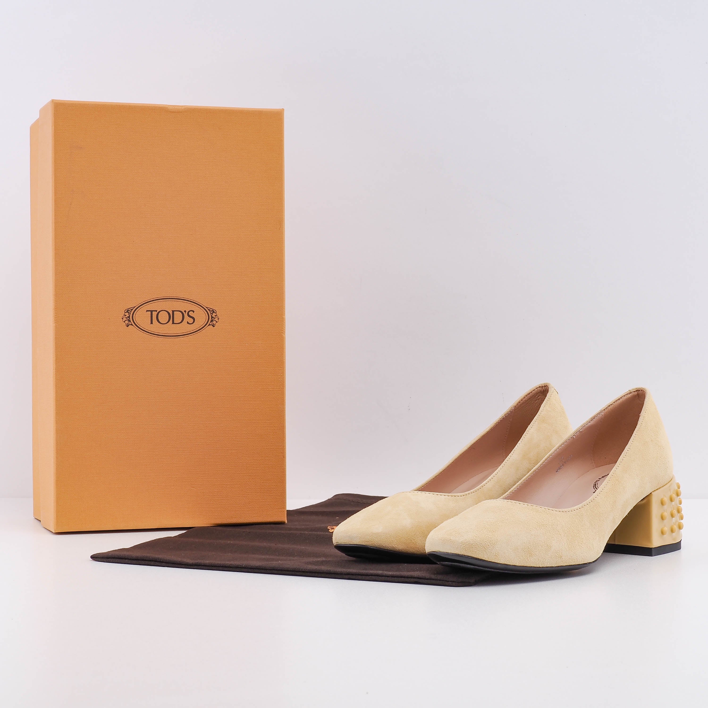 Tod's Women's Yellow Cuoio Gomma T45 20A Gomm Iniez Heels Size 35 EU 5 US 3 UK