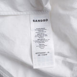 Sandro Paris Weiße Damenbluse mit langen Ärmeln und Raffung, Größe 3 L 12 SFPTO00557