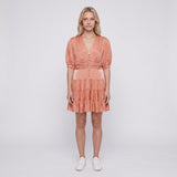 Sandro Damenkleid aus Satin mit V-Ausschnitt in Orange, Größe 40FR, 12UK, 8US, SFPRO02553