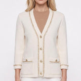 Maje Women's White With Chain Cardigan Size 36 FR 8 UK 4 US MFPCA00174