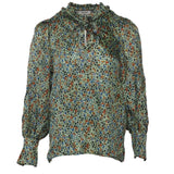 Sandro Women's Green Floral 100% SIlk Blouse Size 36 FR 8 UK 4 US SFPTO00537