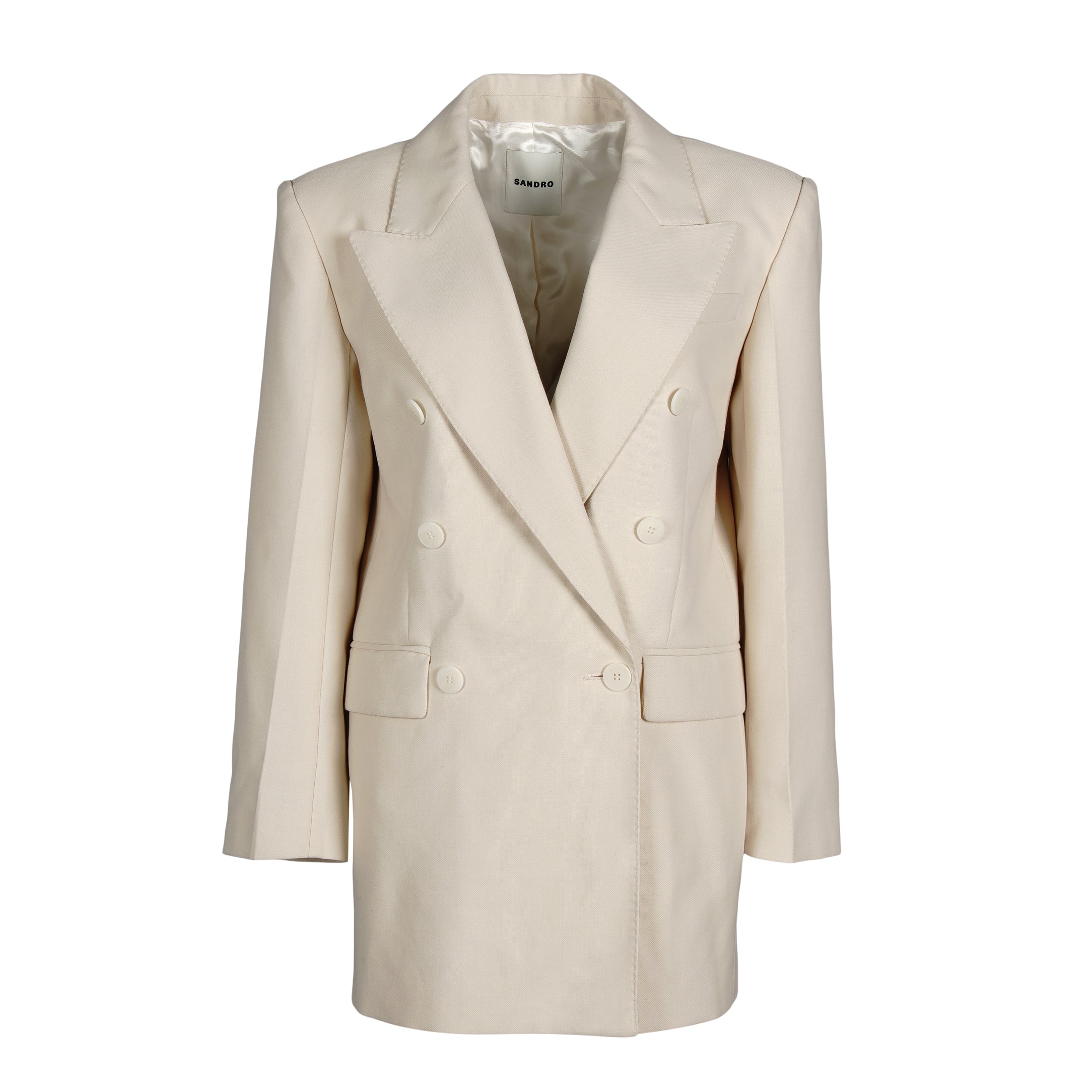 Sandro Women's Ecru Double Breasted Suit Jacket Size 40 FR 12 UK 8 US SFPVE00959