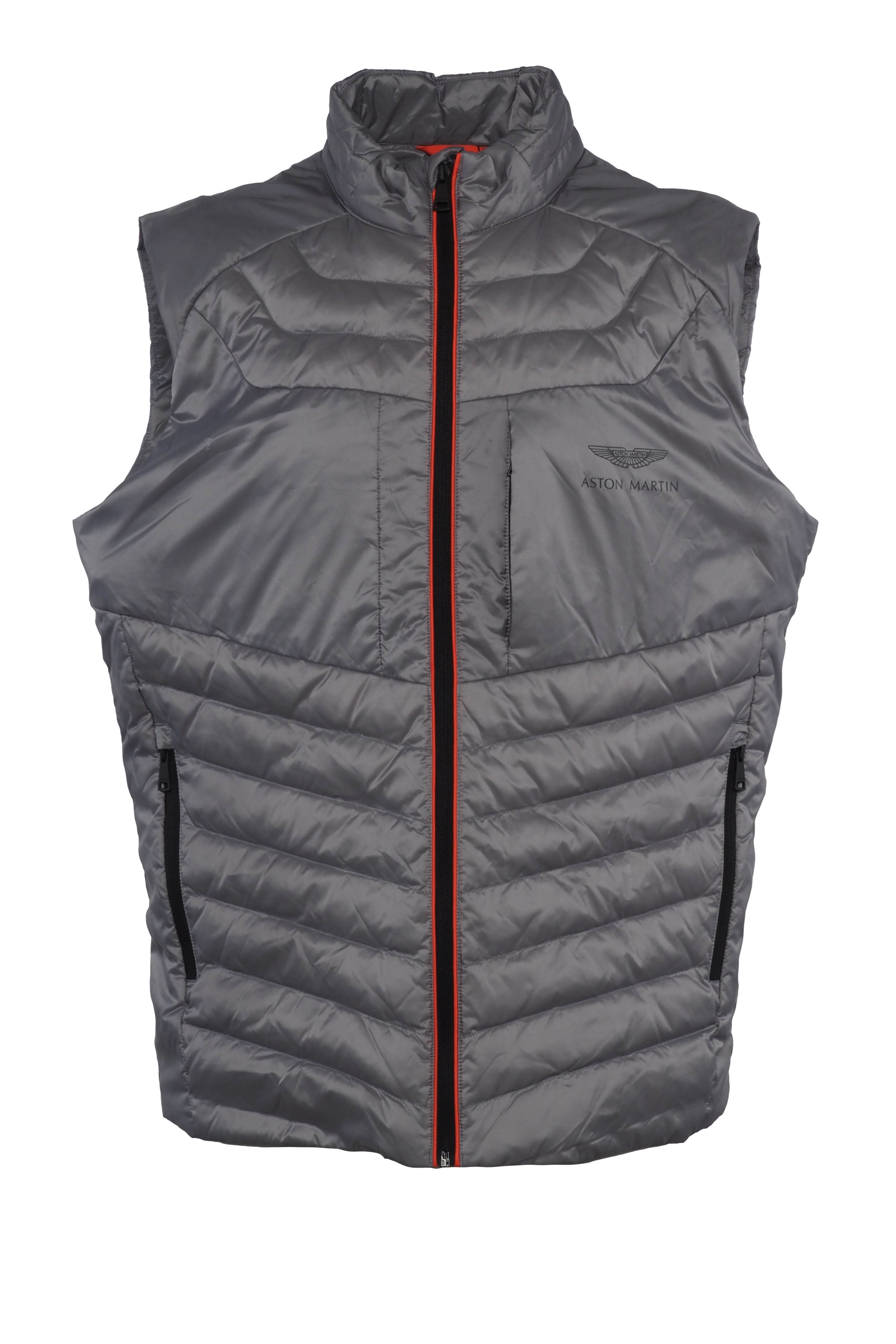Hackett London x Aston Martin Men's Silver Logo Moto Racer Gilet Size L HM402755