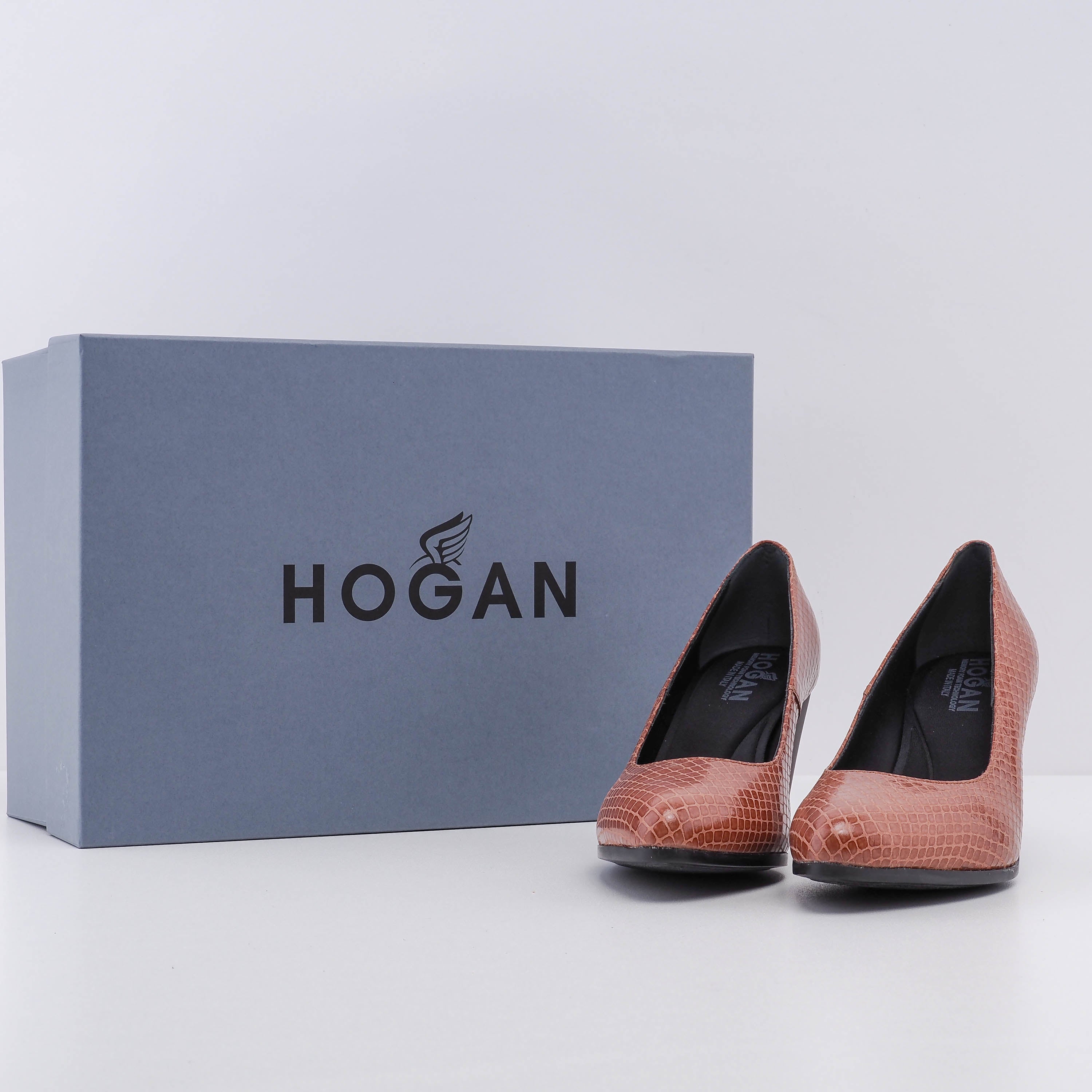 Hogan Women's Brown Leather H577 Decollette Heels Size 35 EU 2 UK 5 US