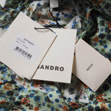 Sandro Women's Green Floral 100% SIlk Blouse Size 36 FR 8 UK 4 US SFPTO00537