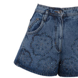 Maje Women's Blue Rhinestones Denim Shorts Size 34FR 8UK 2US MFPSH00403