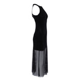 Sandro Damenkleid aus glänzendem, schwarzem Netzstoff, lang Größe 36 FR 8 UK 4 US SFPRO03101