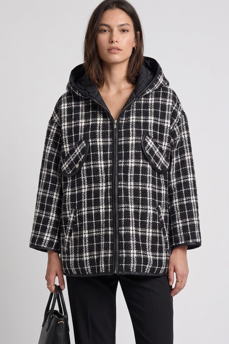 Maje Women's Reversible Tweed Quilted Jacket Size 34 FR 6 UK 2 US MFPOU00993