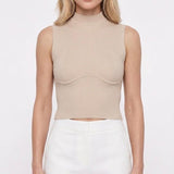Sandro Paris Women's Beige Knit Sleeveless Cropped Top Size 1 S 8 SFPPU01965