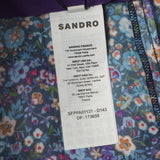 Sandro Women's Blue Floral Satin Trousers Size 40 FR 12 UK 8 US SFPPA01131