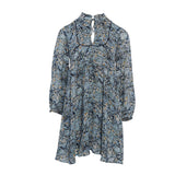 Maje Blaues, kurzes Chiffonkleid mit Blumenmuster für Damen, Größe 34 FR, 6 UK, 2 US, MFPRO01954