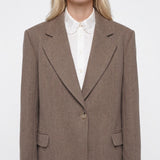 Sandro Women's Brown Wool Blend Suit Jacket Size 38 FR 10 UK 6 US SFPVE00568