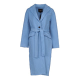 Maje Women's Light Blue Wool Blend Belted Coat Size 40 FR 12 UK 8 US MFPOU00935