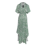 Maje Women's Green Floral Asymmetric Long Dress Size 34 FR 4 UK 2 US MFPRO02961