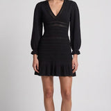 Sandro Women's Black Knit Ruffle Short Dress Size 34 FR 6 UK 2 US SFPRO02739