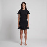 Sandro Women's Black Ruffle Cut Out Short Dress Size 36 FR 8 UK4 US SFPRO02477