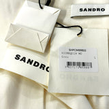 Sandro Men's Ecru Collared Short Sleeve Shirt Size L SHPCM00822