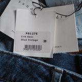 Sandro Paris Women's Blue Zip Up Patchwork Jeans Size 38 FR 10 UK 6 US P6127E