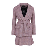 Maje Women's Bordeaux Check Jacket and Skirt Set Size 38 M UK 10