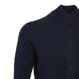 Hackett London Top-Pullover „ Strick  “ „Wolle “ Kaschmir, blau, mit Reißverschluss, Größe 2XL, HM702846