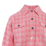 Sandro Damen-Strickjacke in Rosa mit Hahnentrittmuster, Größe 34 FR, 6 UK, 2 US, SFPCA00553