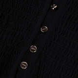 Sandro Damenkleid, schwarz, mit V-Ausschnitt und Smok-Details, kurz, Größe 34 FR, 4 UK, 2 US, SFPRO02481