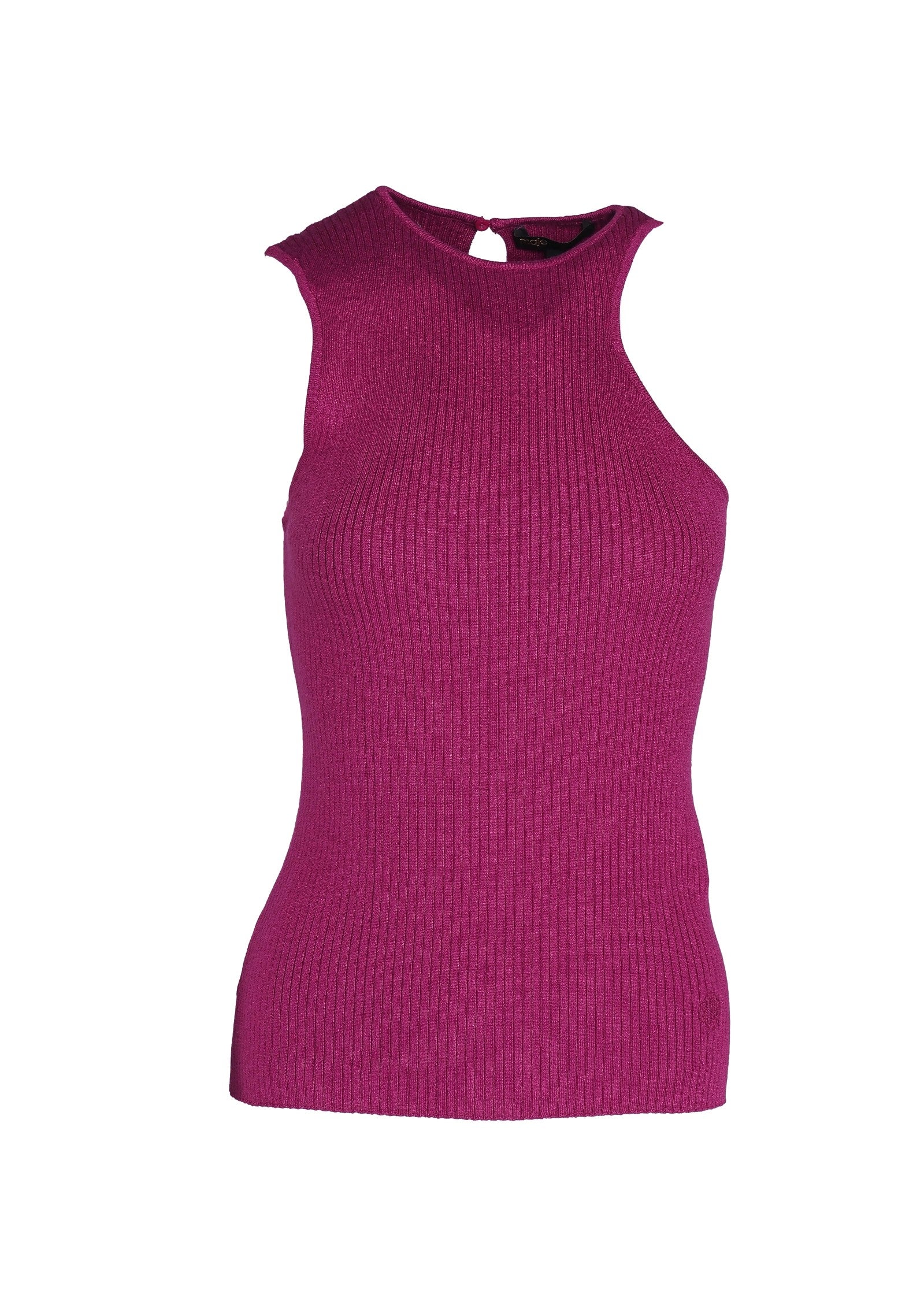 Maje Women's Pink Rib Knit Asymmetric Tank Top Size 36 FR 8 UK 4 US MFPPU00492