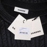 Sandro Women's Black Knit Cotton Wool Blend Jumper Size 38FR 10UK 6US SFPPU01976
