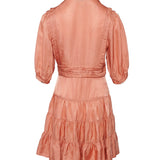 Sandro Damenkleid aus Satin mit V-Ausschnitt in Orange, Größe 40FR, 12UK, 8US, SFPRO02553