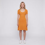 Sandro Paris Women's Orange Short Sleeve Knit Short Dress Size 40 L SFPRO00960