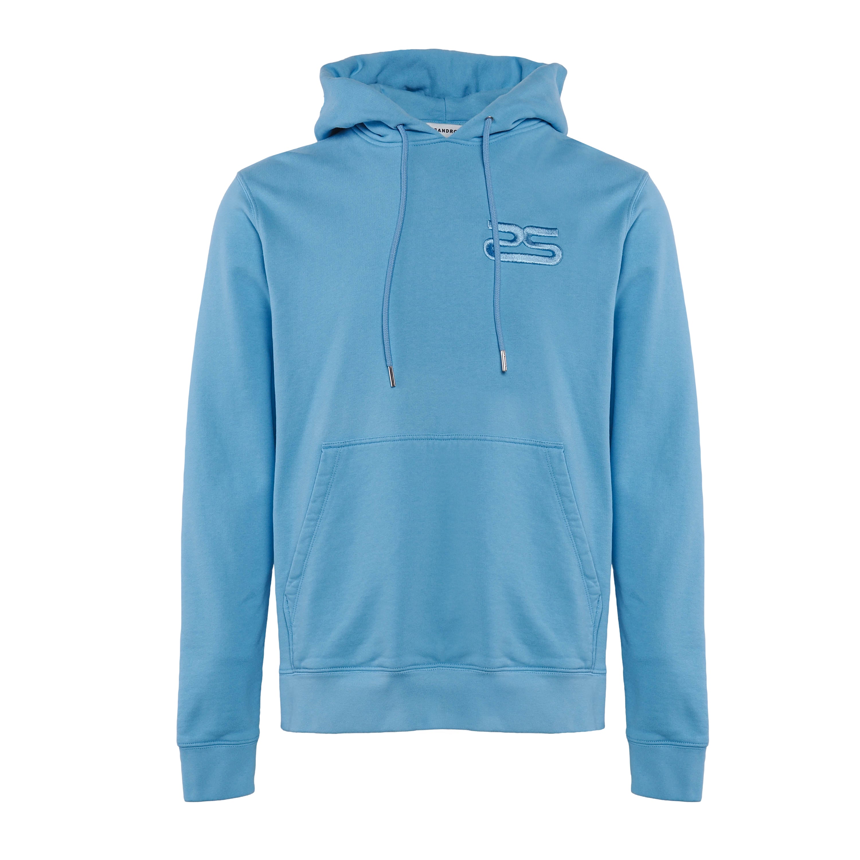 Sandro Paris Men's Blue Embroidered Logo Cotton Fleece Hoodie Size M SHPSW00531