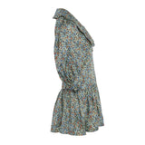 Sandro Damenkleid, grün, mit Blumenmuster, „ Seide “, kurz, Größe 34 FR, 6 UK, 2 US, SFPRO02601