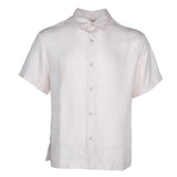 Sandro Paris Men's Ecru Short Sleeve Viscose Blend Shirt Size S SHPCM01032
