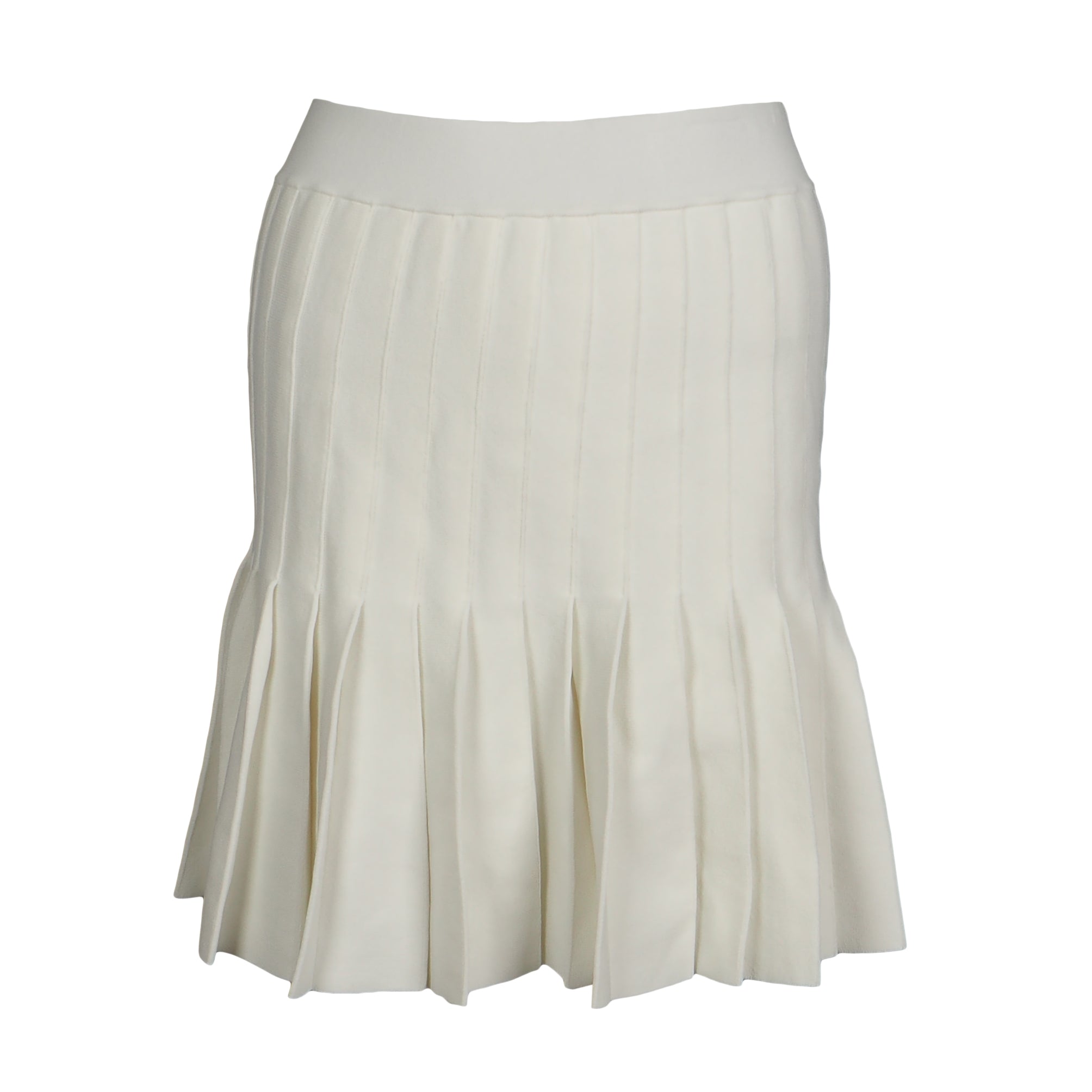 Sandro Paris Women's White Knit Viscose Pleated Skirt Size 36 S 8 SFPJU01032