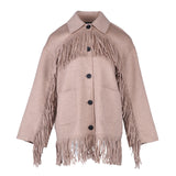 Maje Women's Camel Fringes Wool Blend Coat Size 34 FR 6 UK 2 US MFPOU00810