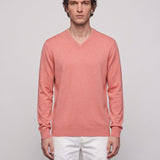 Hackett London Men's Pink Knit V-Neck Cashmere Blend Sweater Size L HM702784