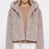 Sandro Women's Ecru Faux Fur Overcoat Coat Size 38 FR 10 UK 6 US SFPOU00197