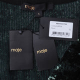 Maje Women's Green Sequins V-Neck Cropped Blouse Size 36 FR 8 UK 4 US MFPTO00799