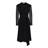Sandro Paris Women's Black Long Sleeve Pleated Midi Dress Size 34 XS SFPRO00726