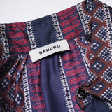 Sandro Paris Women's Multicoloured Pleated Satin Short Dress Size 38 M UK 10