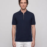 Sandro Men's Navy Knitted Zip Short Sleeve Polo Shirt Size XS SHPTR00344