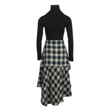 Maje Women's Black Check Asymmetric Dress Size 34 FR 6 UK 2 US MFPRO02719