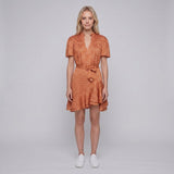 Sandro Women's Orange Floral Satin Short Dress Size 40 FR 12 UK 8 US SFPRO02264