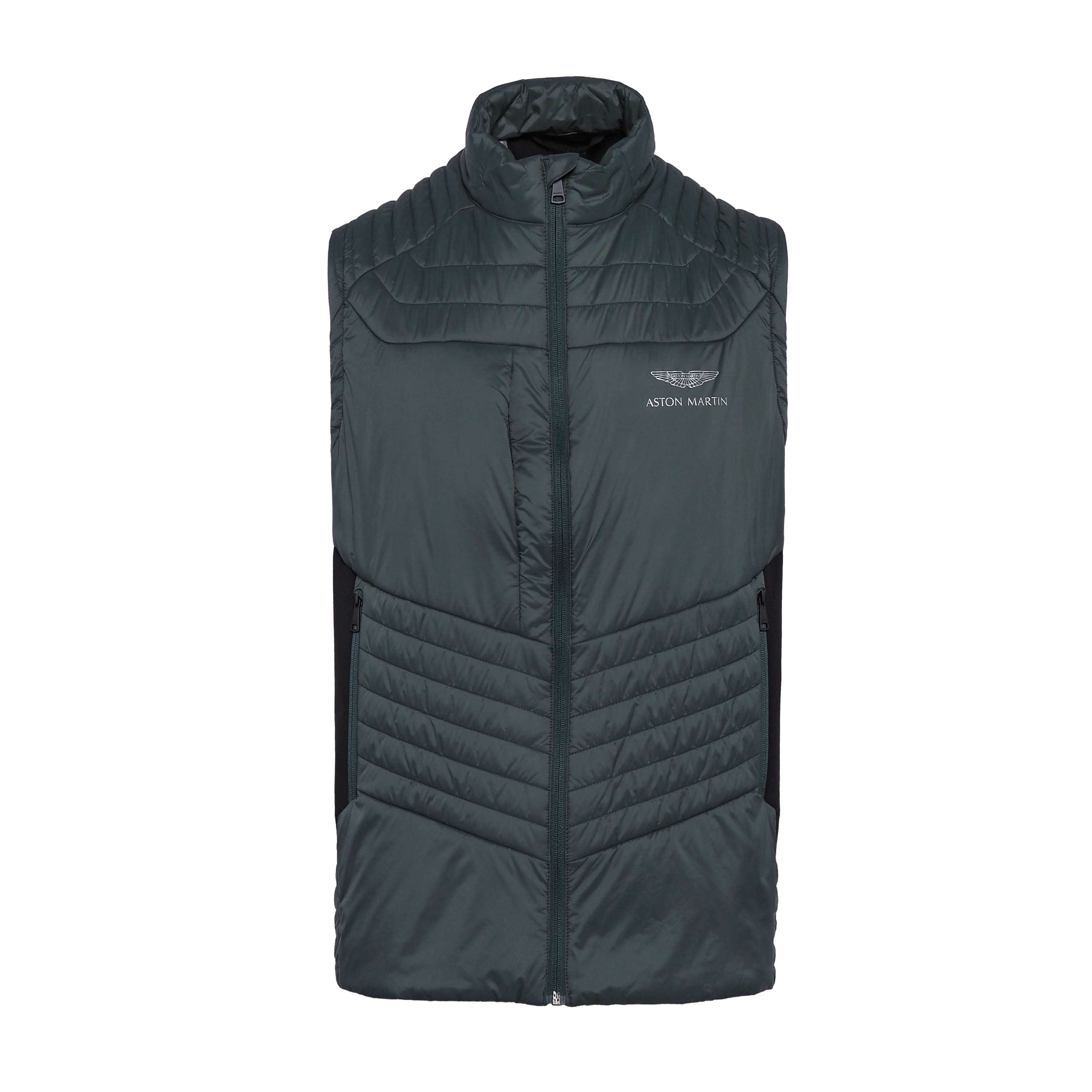 Hackett London x Aston Martin Men's Green Logo Moto Racer Gilet Size XL HM402789