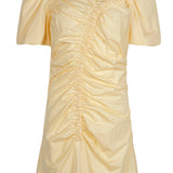 Sandro Women's Yellow Short Sleeve Gathered Dress Size 36 FR 8 UK 4US SFPRO02861